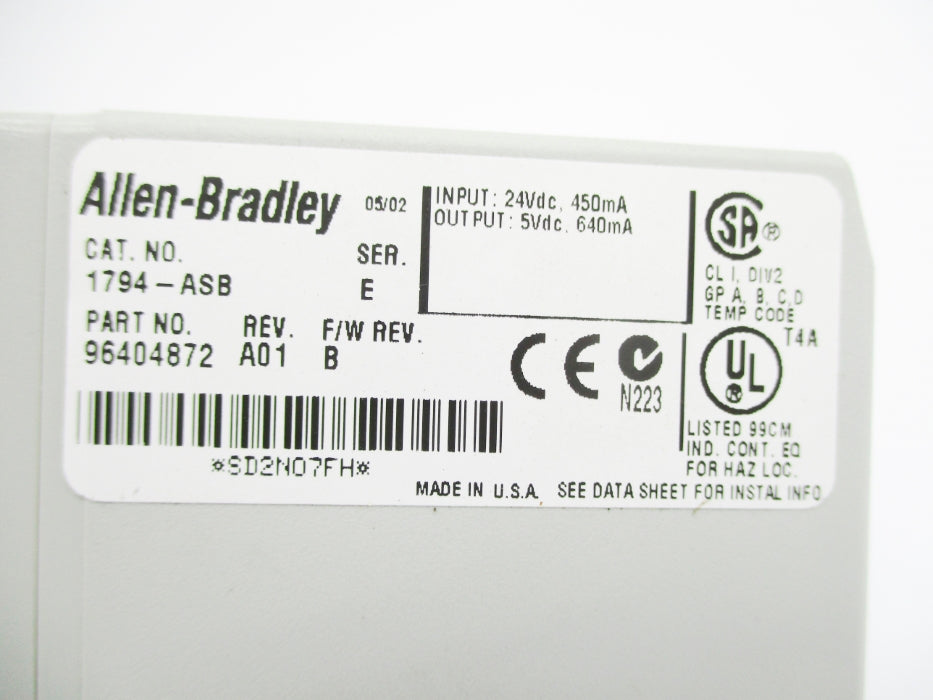 ALLEN BRADLEY 1794-ASB SER. E F/W B NSNP