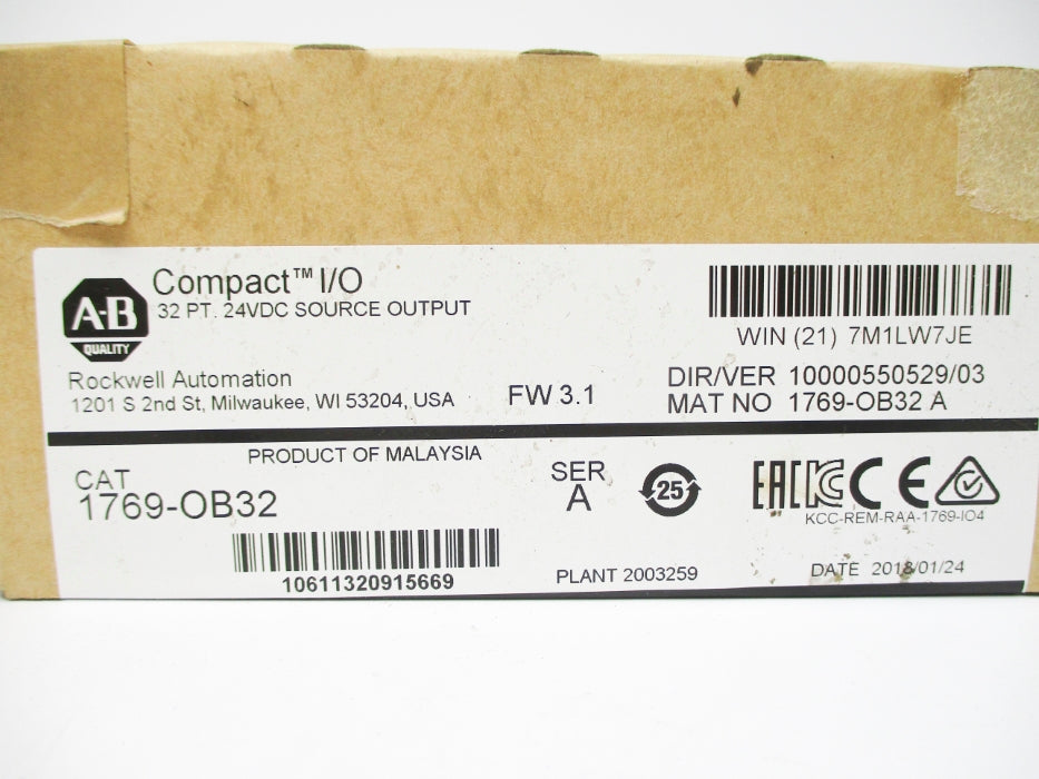 ALLEN BRADLEY 1769-OB32 SER. A F/W 3.1 DATE: 2018 NSFS