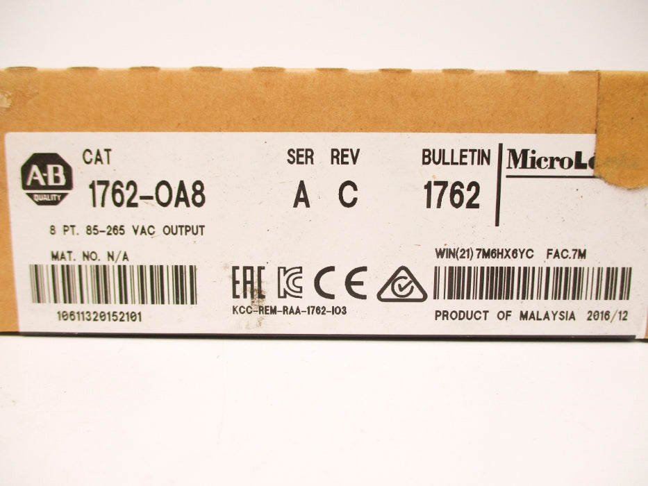 ALLEN BRADLEY 1762-OA8 SER. A DATE: 2016 NSFS