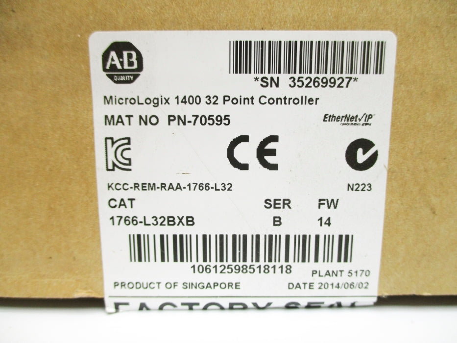 ALLEN BRADLEY 1766-L32BXB SER. B F/W 14 NSMP