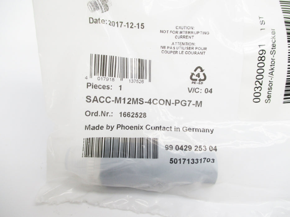 PHOENIX CONTACT SACC-M12MS-4CON-PG7-M 1662528 NSMP