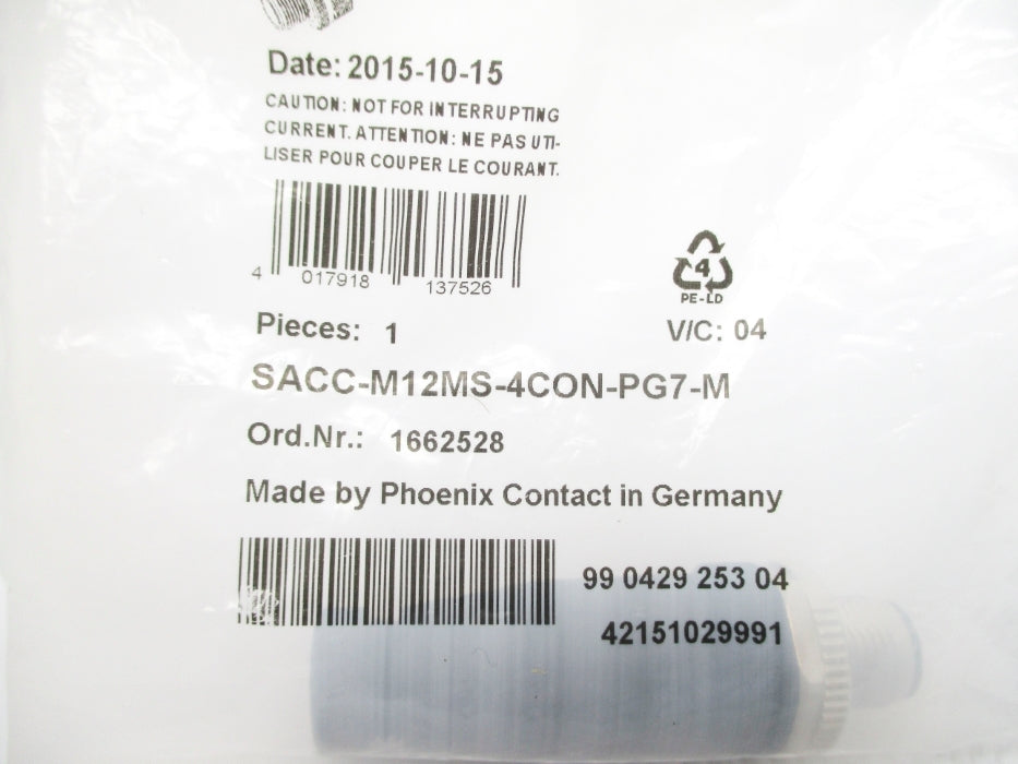 PHOENIX CONTACT SACC-M12MS-4CON-PG7-M 1662528 NSMP