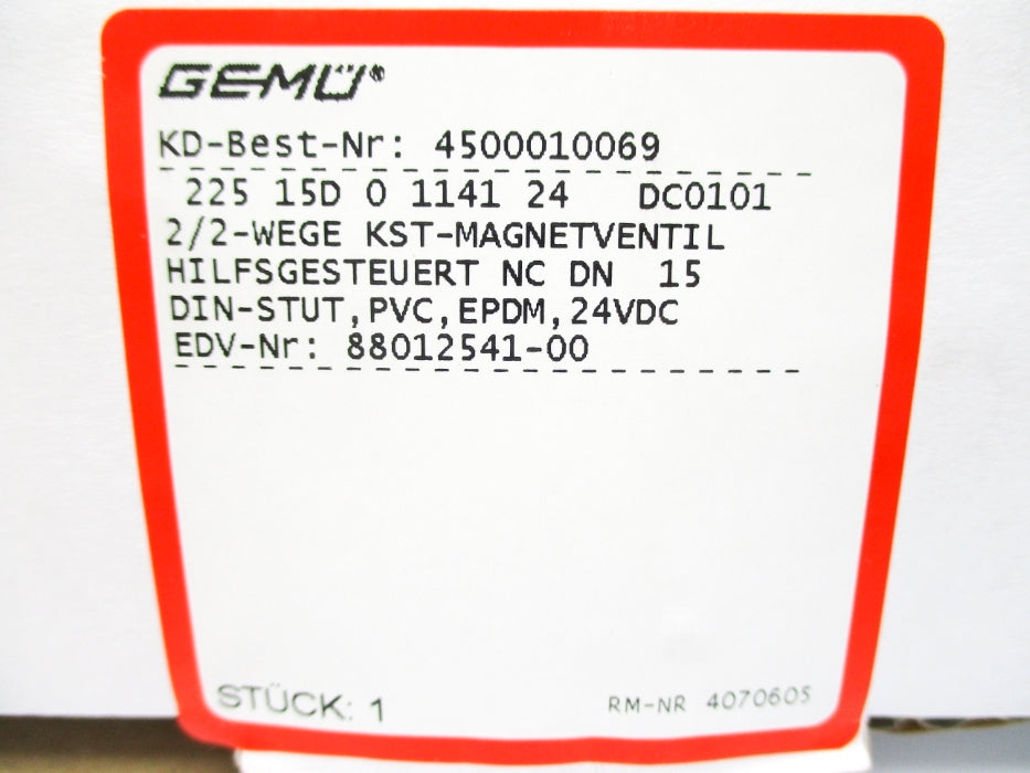 GEMU 88012541-00 22515D0114124DC101 24VDC NSMP