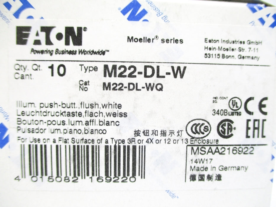 EATON M22-DL-W (PKG OF 10) NSMP