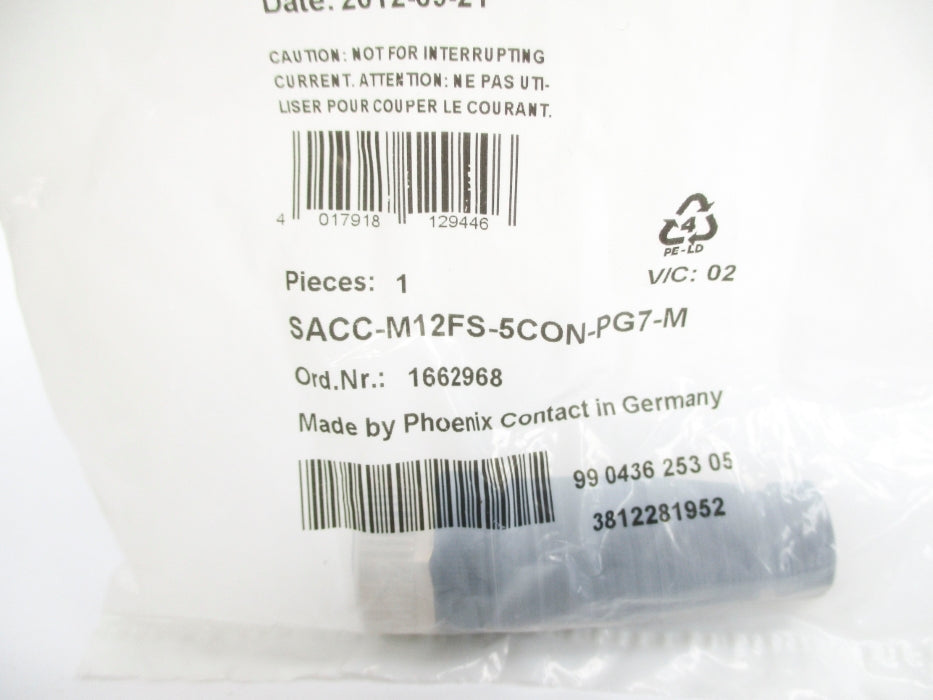 PHOENIX CONTACT SACC-M12FS-5CON-PG7-M 1662968 NSMP