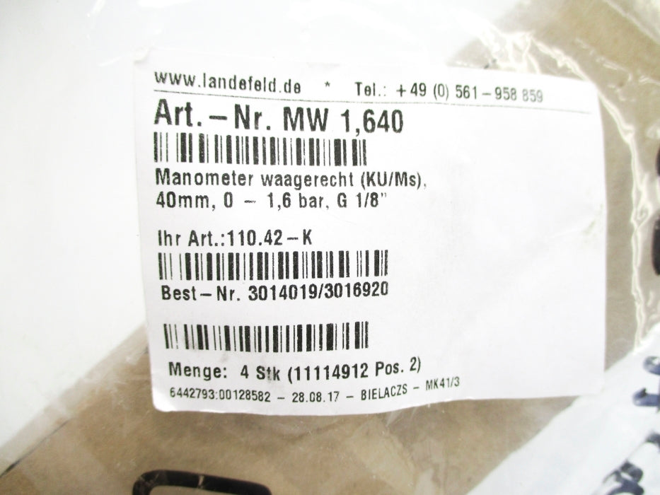 LANDEFELD MW1.640 0-1.6BAR (PKG OF 4) NSMP