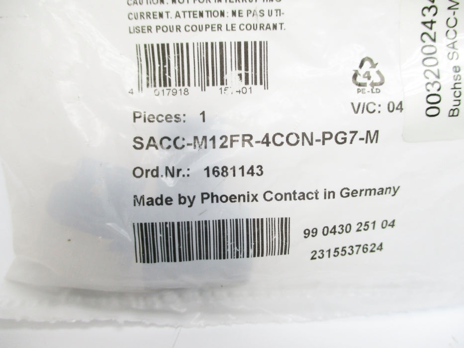 PHOENIX CONTACT SACC-M12FR-4CON-PG7-M 1681143 NSMP