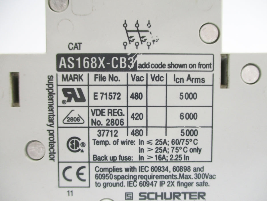 INDUSTRIAL SPARE PART AS168X-CB3H200 20A 480VAC UNMP