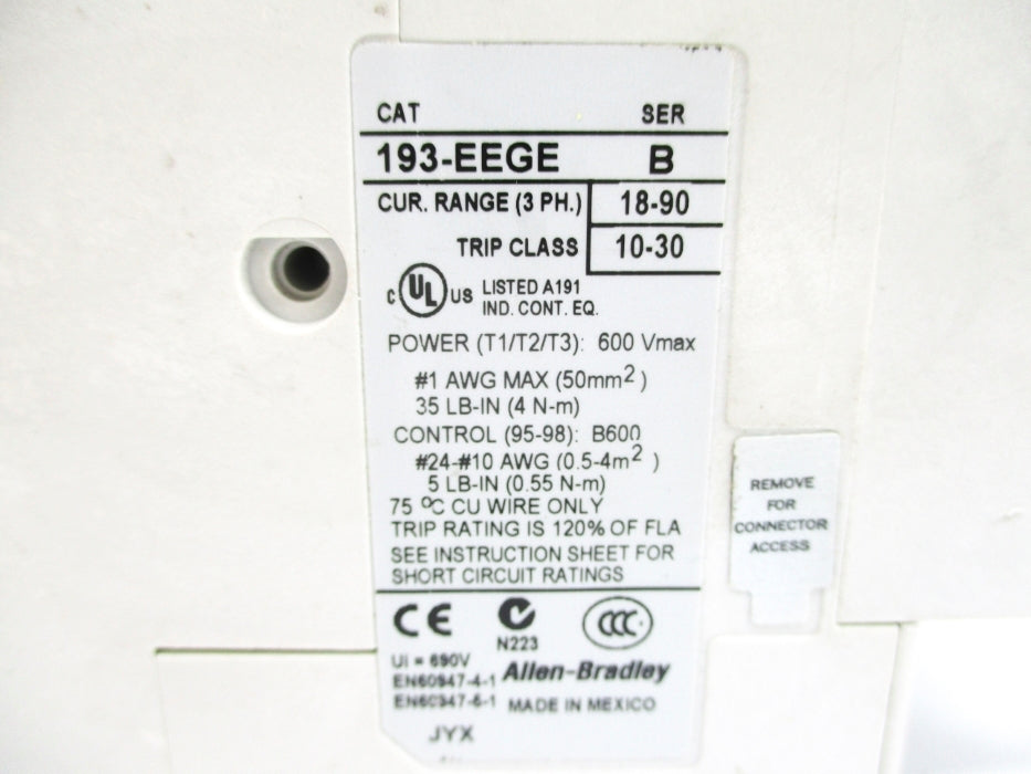 ALLEN BRADLEY 193-EEGE SER. B 18-90A (AS PICTURED) NSNP