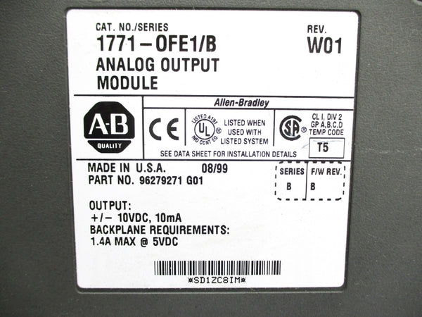 ALLEN BRADLEY 1771-OFE1 SER. B F/W B 5VDC 1.4A UNMP