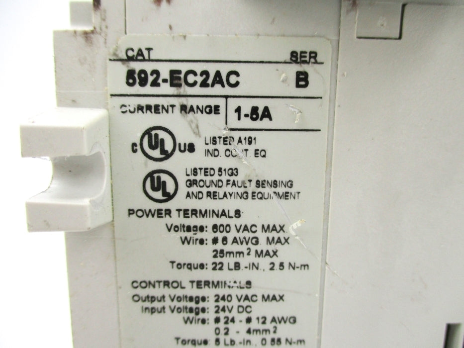 ALLEN BRADLEY 592-EC2AC SER. B F/W 3.003 600VAC 1-5A UNMP