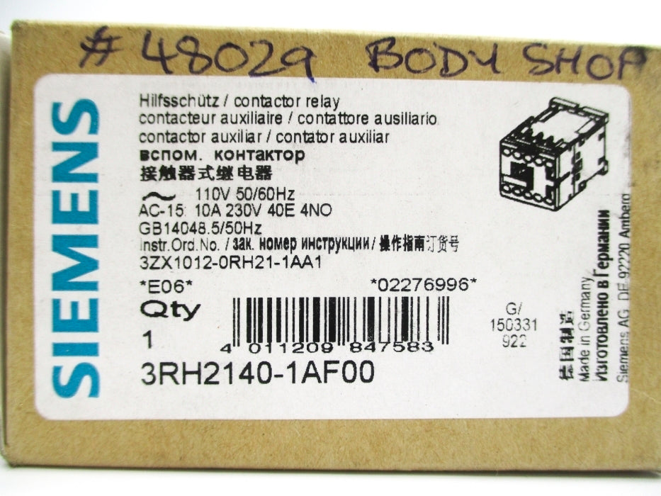 SIEMENS 3RH2140-1AF00 110V NSMP