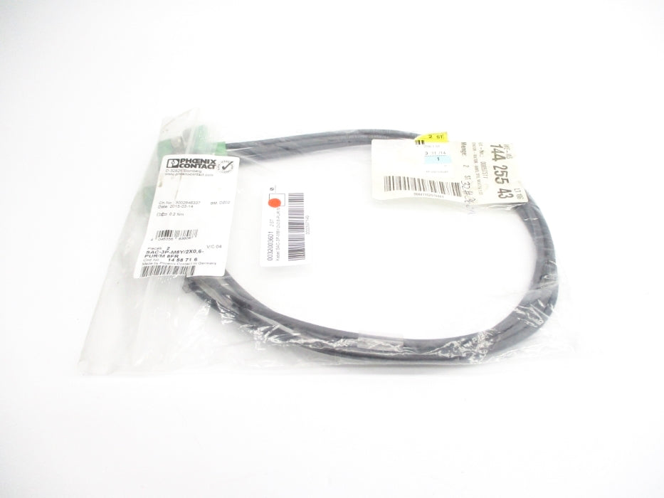 PHOENIX CONTACT SAC-3P-M8Y/2X0,6-PUR/M8FR 1458716 (PKG OF 2) NSMP