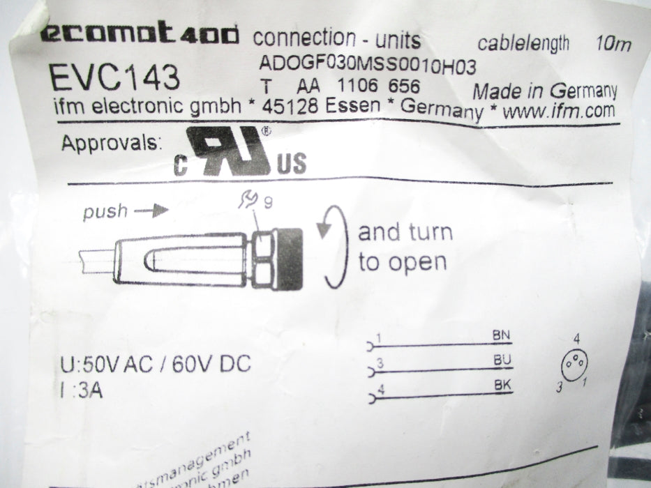 IFM EFECTOR EVC143 ADOGF030MSS0010H03 50VAC 3A NSMP