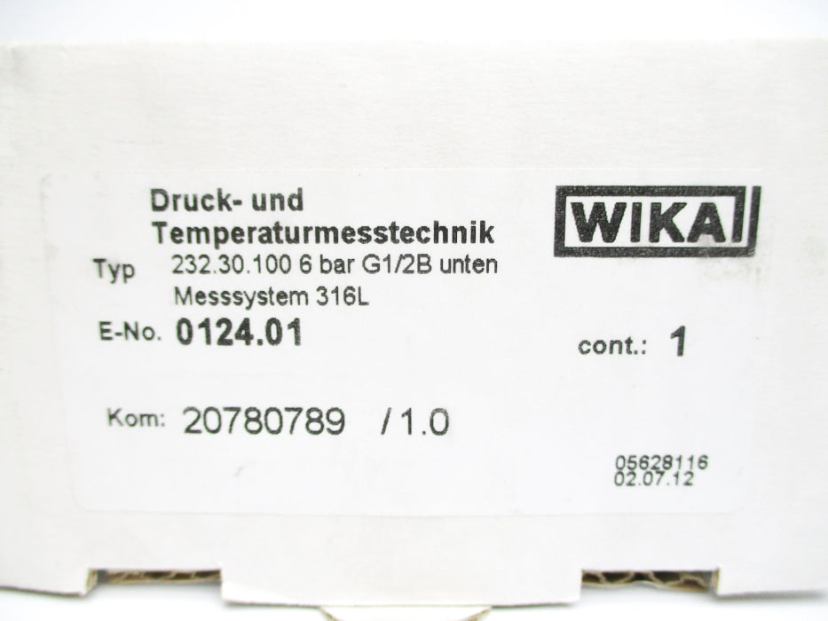 WIKA 232.30.100 0124.01 6BAR NSMP