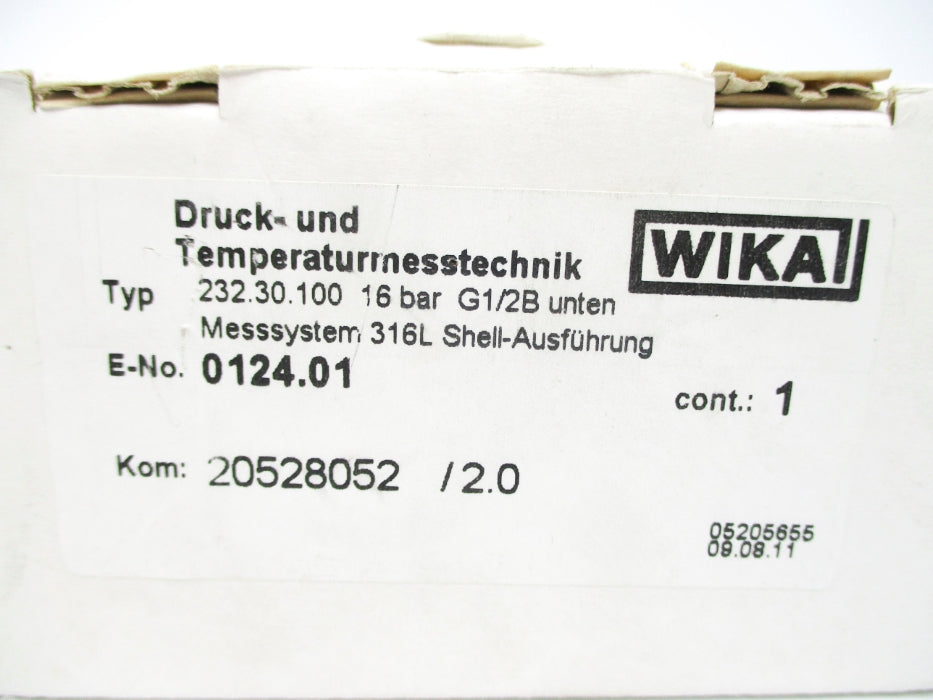 WIKA 232.30.100 0124.01 16BAR NSMP
