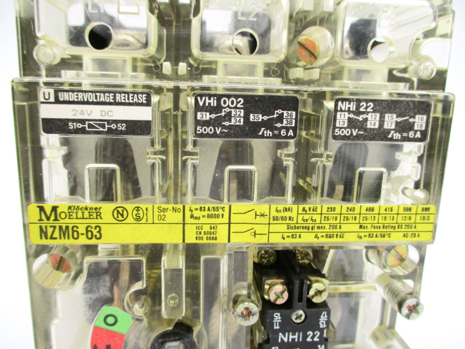 KLOCKNER MOELLER NZM6-63 63A 24VDC NSNP