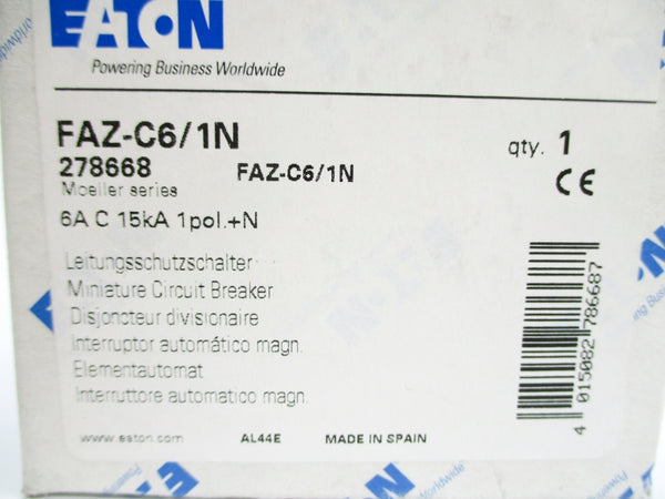 EATON FAZ-C6/1N 230/240V 6A NSMP