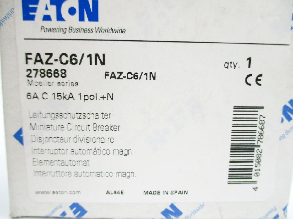 EATON FAZ-C6/1N 230/240V 6A NSMP