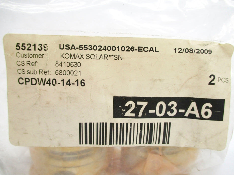 KOMAX SOLAR CPDW40-14-16 27-03-A6 (PKG OF 2) NSMP