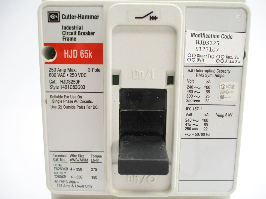 CUTLER HAMMER HJD3225 600VAC 225A NSNP