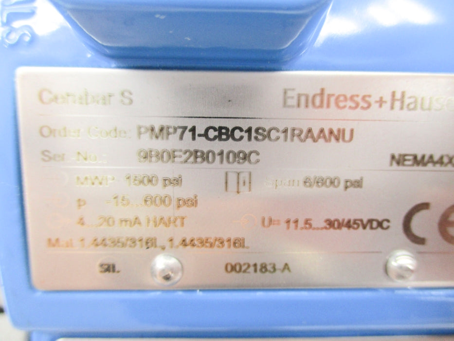 ENDRESS+HAUSER PMP71-CBC1SC1RAANU 1500PSI NSNP
