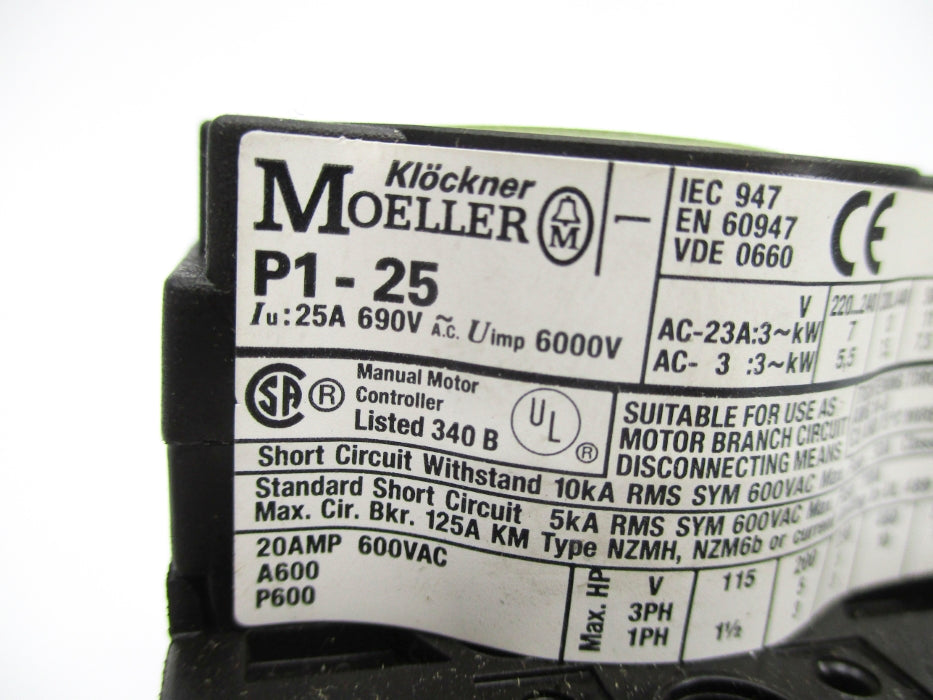 KLOCKNER MOELLER P1-25 690V 25A (AS PICTURED1) NSNP