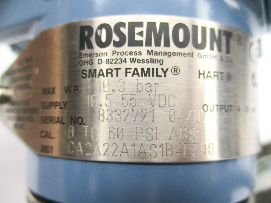 ROSEMOUNT 3051CA2A22A1AS1B4E508 60PSI NSNP