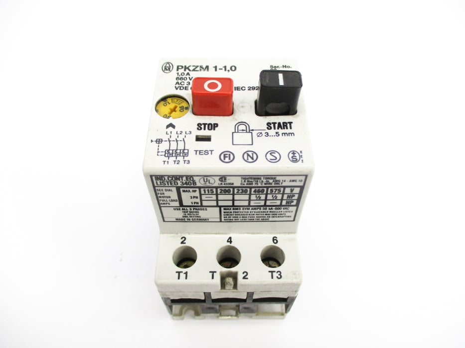 KLOCKNER MOELLER PKZM1-1.0 1.0-0.8A 660VAC NSNP