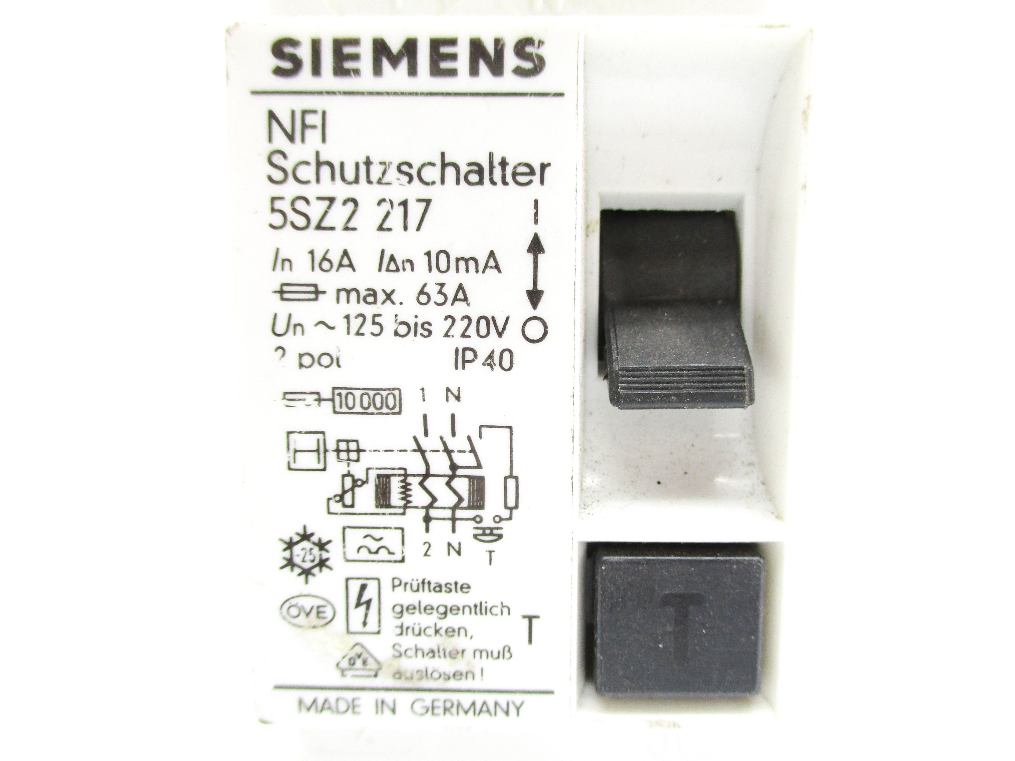 SIEMENS 5SZ2217 220V 16A NSNP