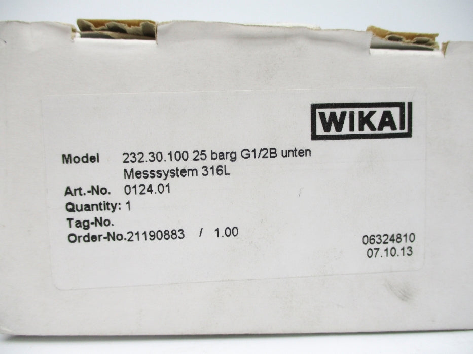 WIKA 232.30.100 0124.01 25BARG NSMP