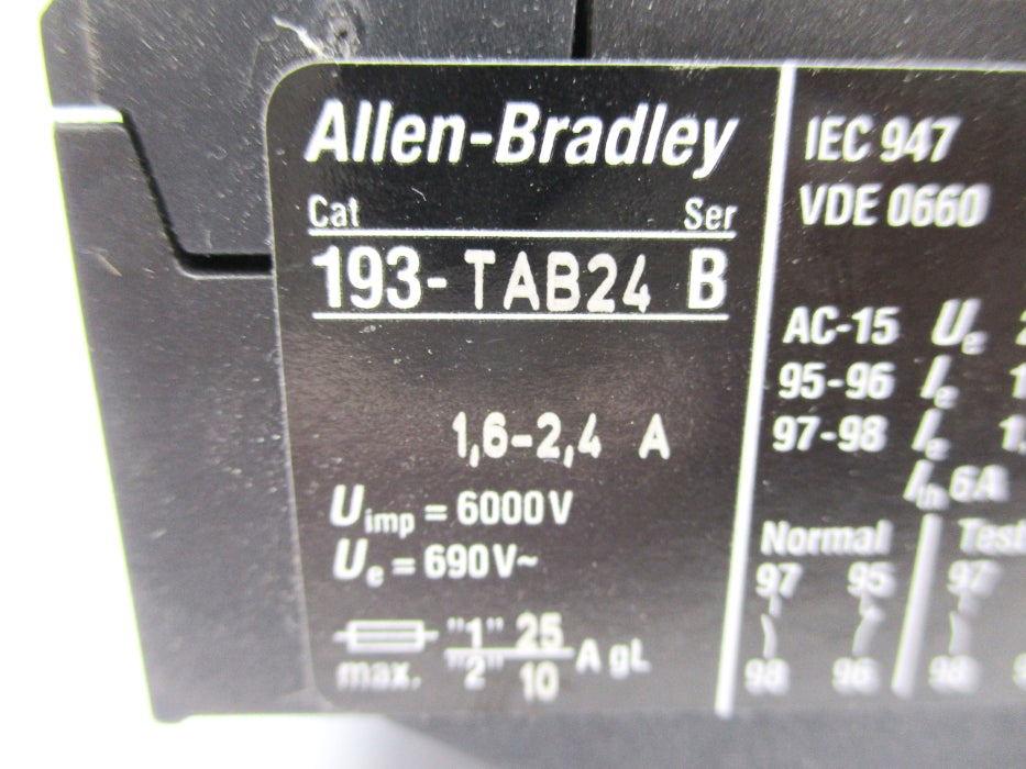 ALLEN BRADLEY 193-TAB24 SER. B 6000V 1.6-2.4A NSNP