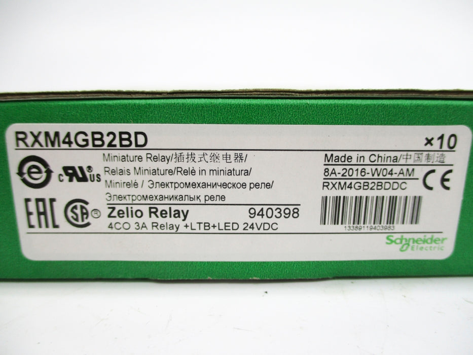 SCHNEIDER ELECTRIC RXM4GB2BD 3A 24VDC (PKG OF 10) NSMP