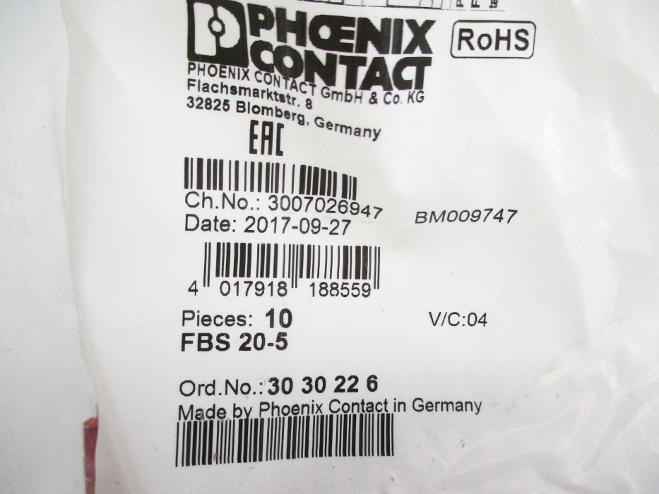 PHOENIX CONTACT FBS20-5 3030226 (PKG OF 10) NSMP