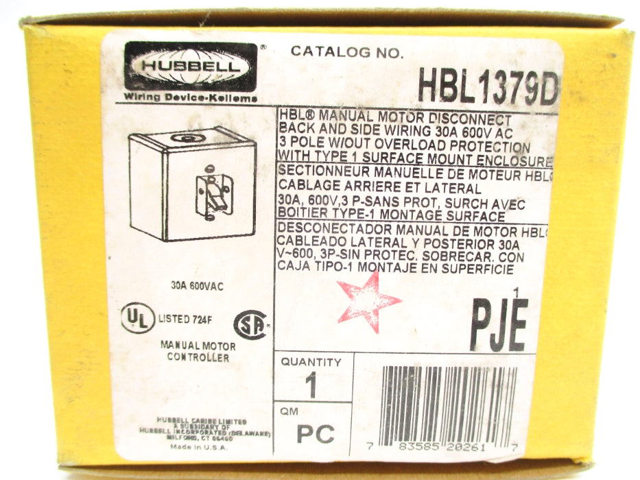 HUBBELL HBL1379D 600VAC 30A NSMP