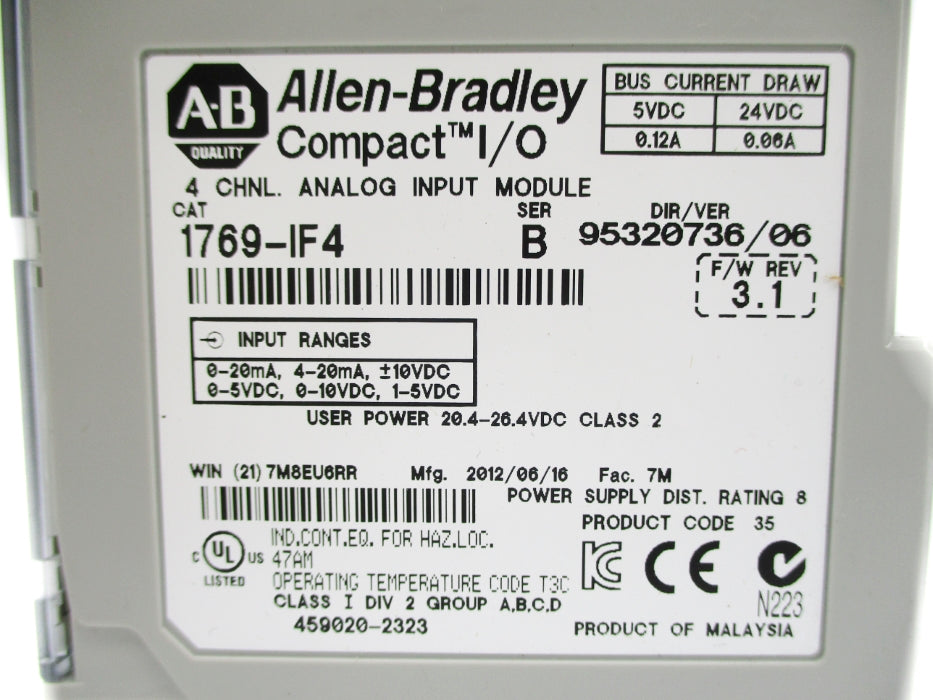 ALLEN BRADLEY 1769-IF4 SER. B F/W 3.1 NSNP