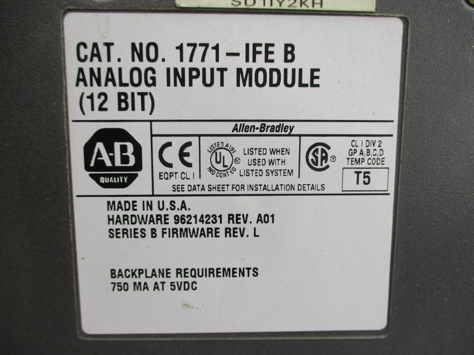 ALLEN BRADLEY 1771-IFE SER. B 5VDC F/W L UNMP