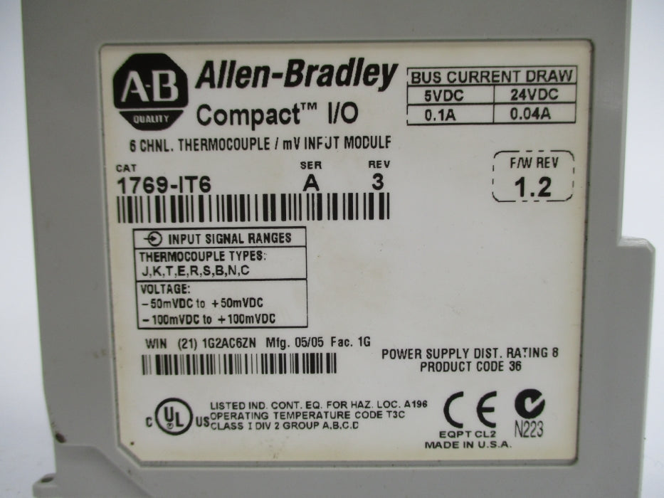 ALLEN BRADLEY 1769-IT6 (NO DOOR) SER. A F/W 1.2 UNMP