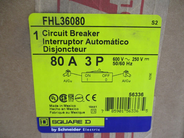 SQUARE D FHL36080 SER. 2 80A 600V NSFS