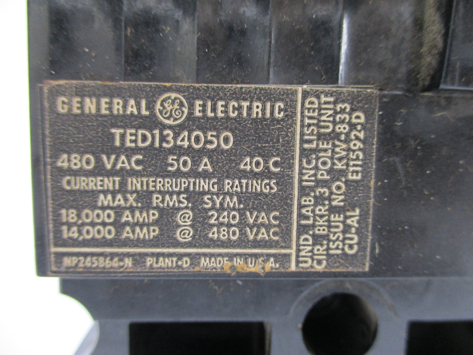 GENERAL ELECTRIC TED134050 50A 240/480VAC UNMP