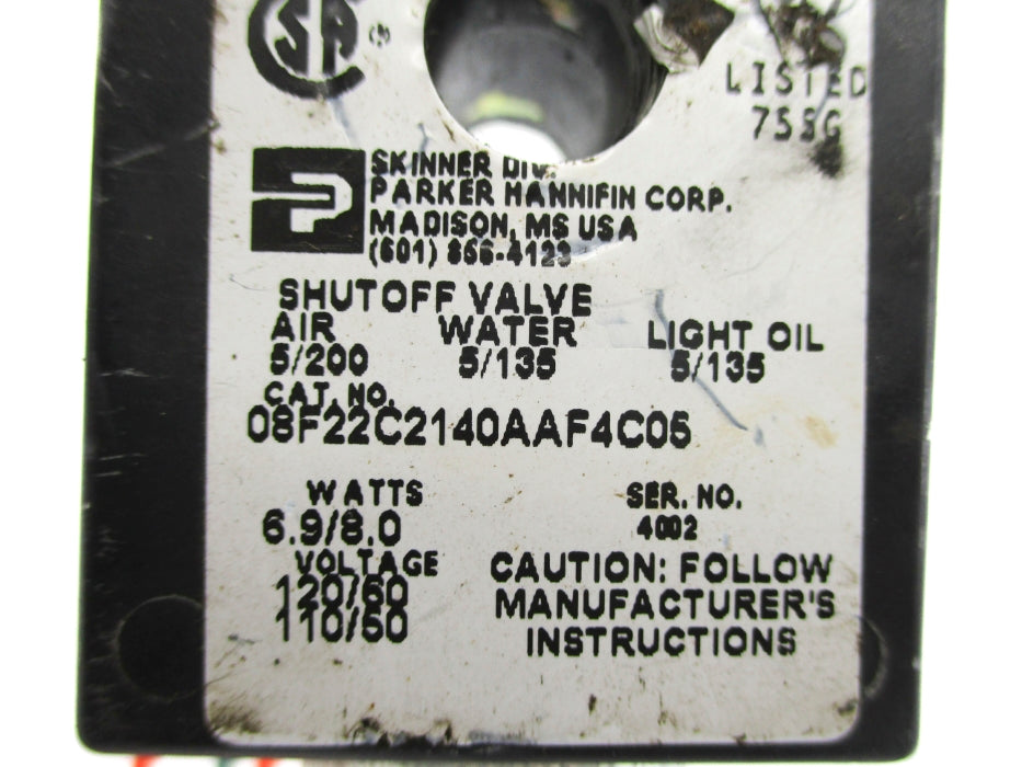 PARKER 08F22C2140AAF4C05 110/120V 5-200PSI UNMP