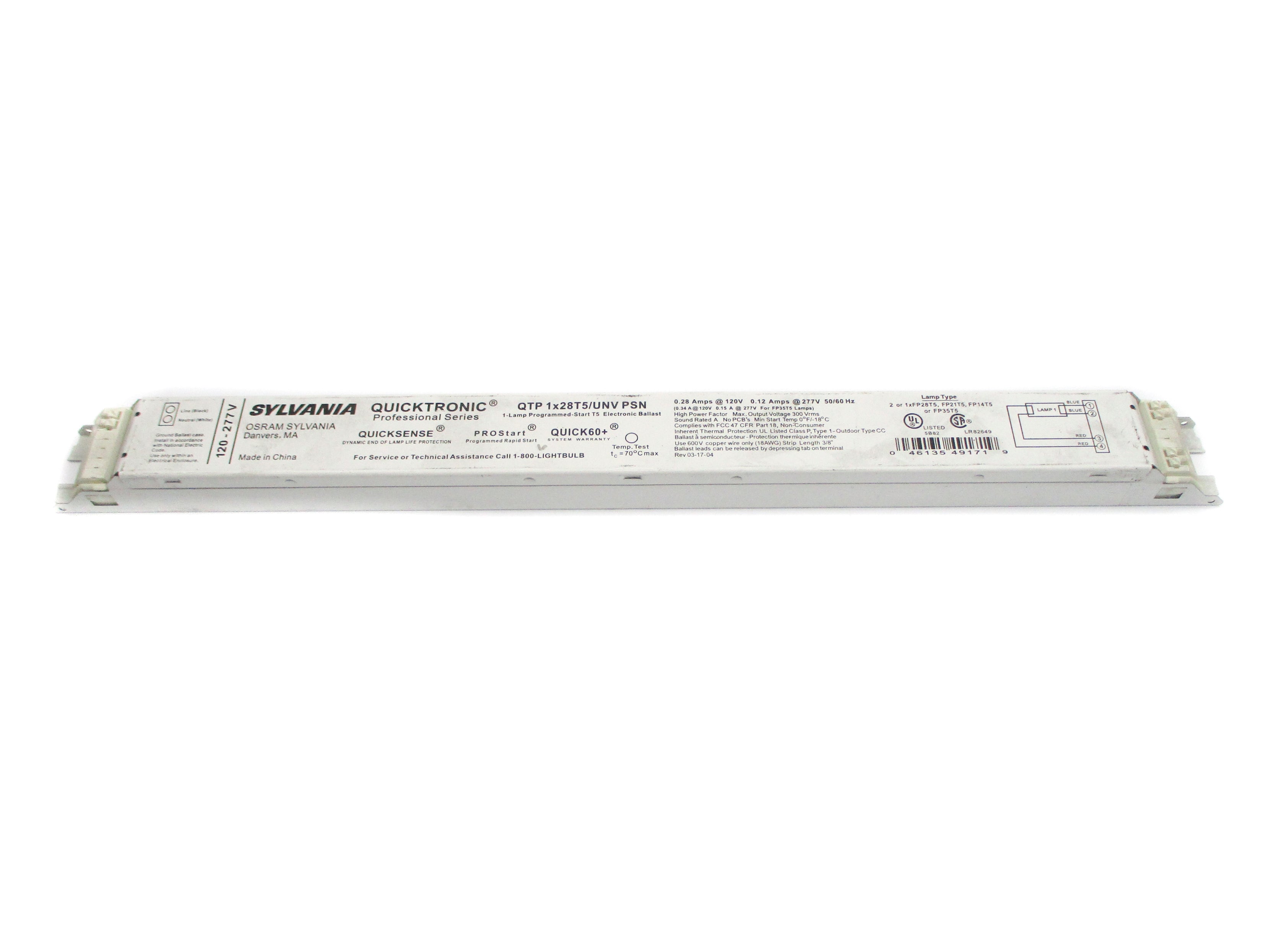 SYLVANIA QTP1X28T5/UNVPSN UNMP