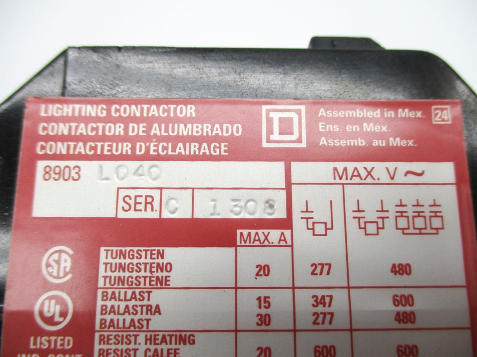 SQUARE D 8903LO40V02 SER. C 110/120V NSNP
