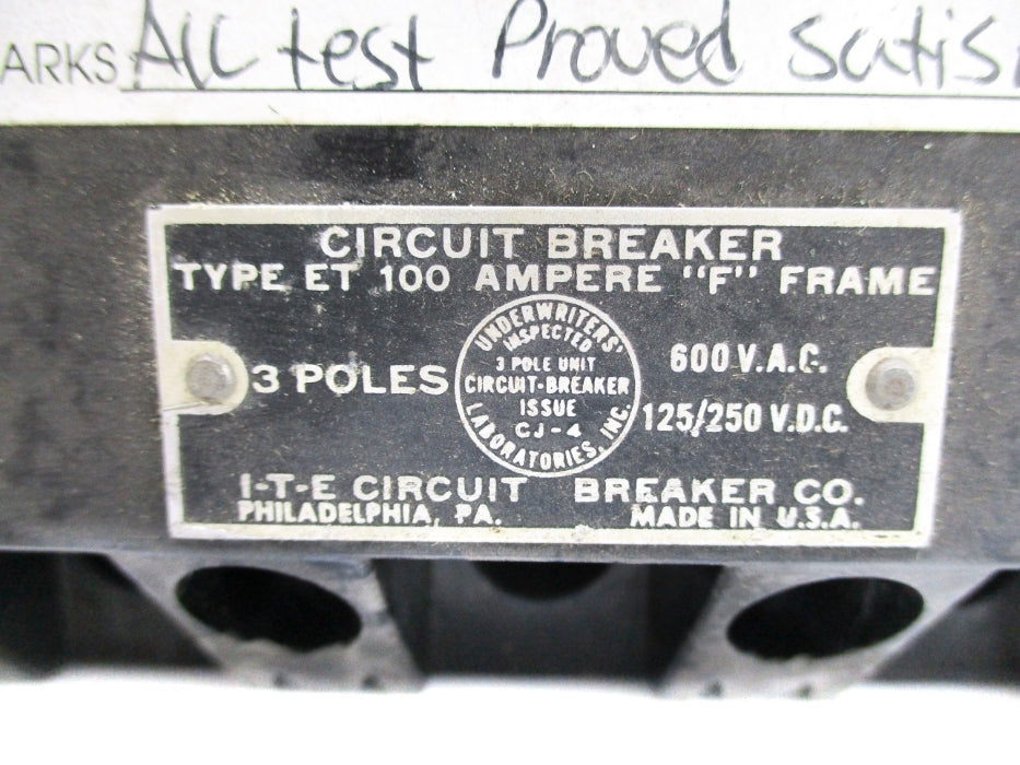 I.T.E ET3100 100A 600VAC UNMP