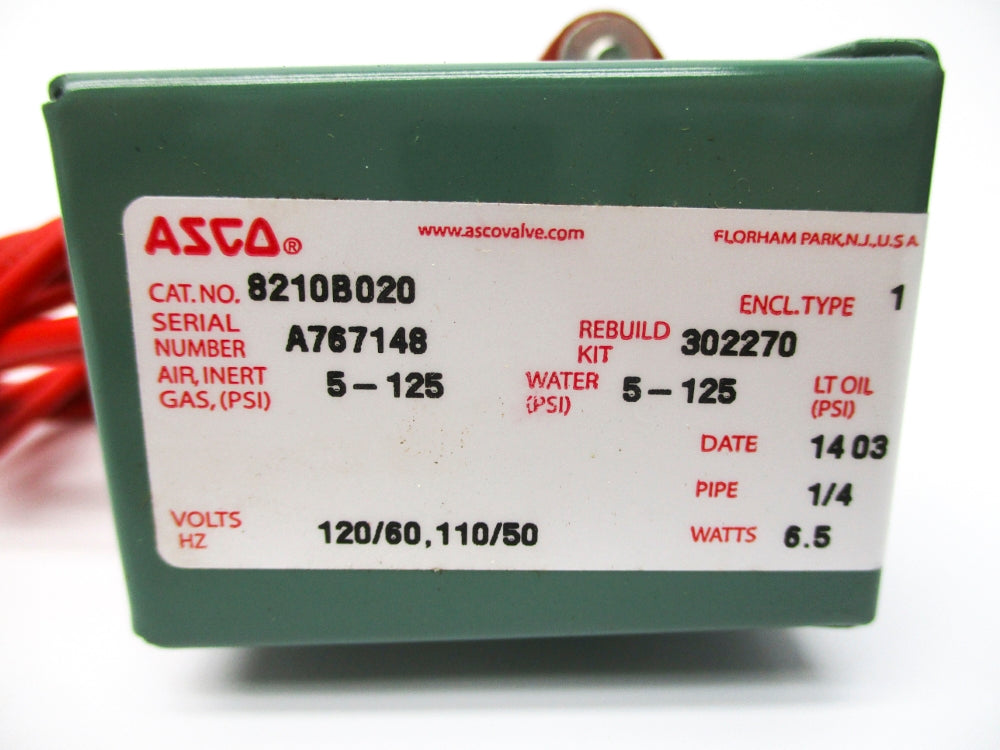 ASCO 8210B020 120/60 110/50 NSMP