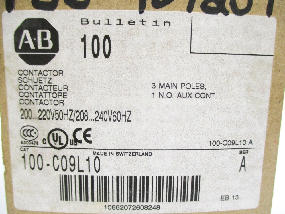 ALLEN BRADLEY 100-C09L10 SER. A 200/220V 208/240V (BR/WH) NSMP