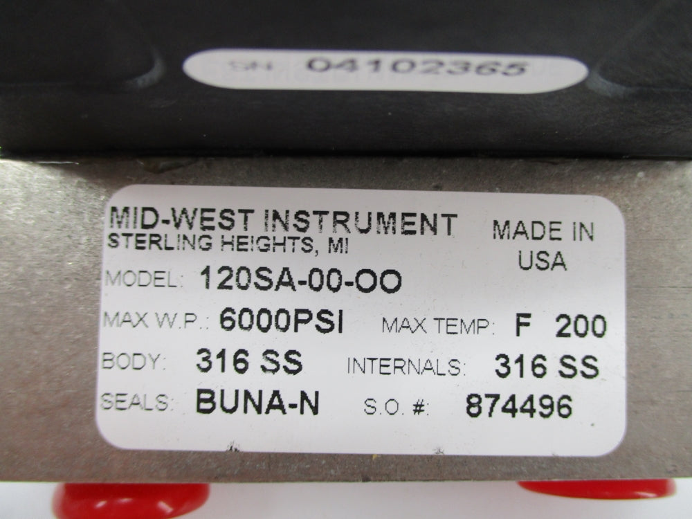 MID-WEST INSTRUMENTS 120SA-00-00 0-10PSID 6000PSI NSNP