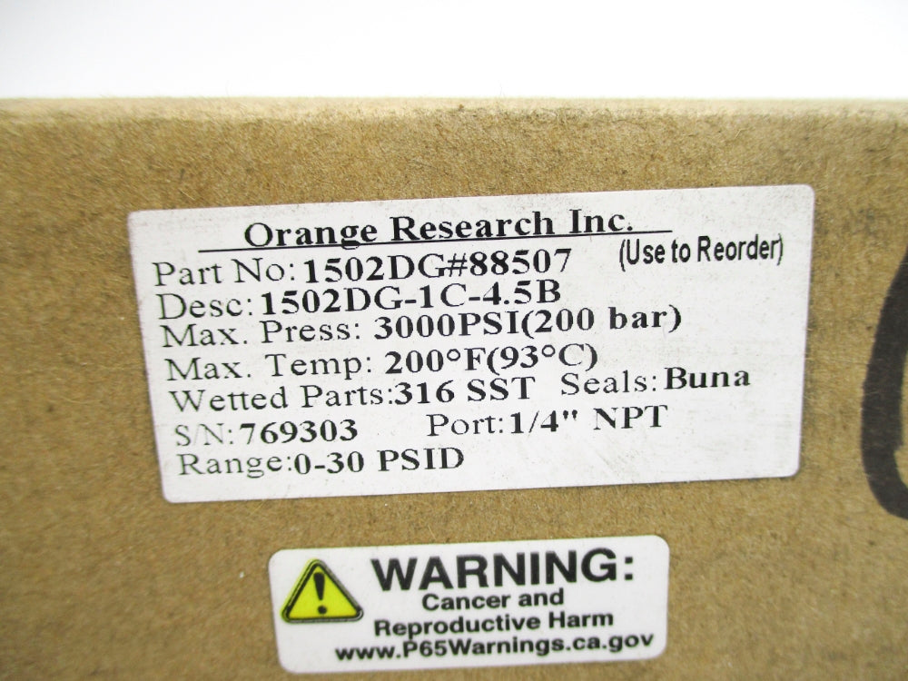 ORANGE RESEARCH 1502DG-1C-4.5B 3000PSI NSMP