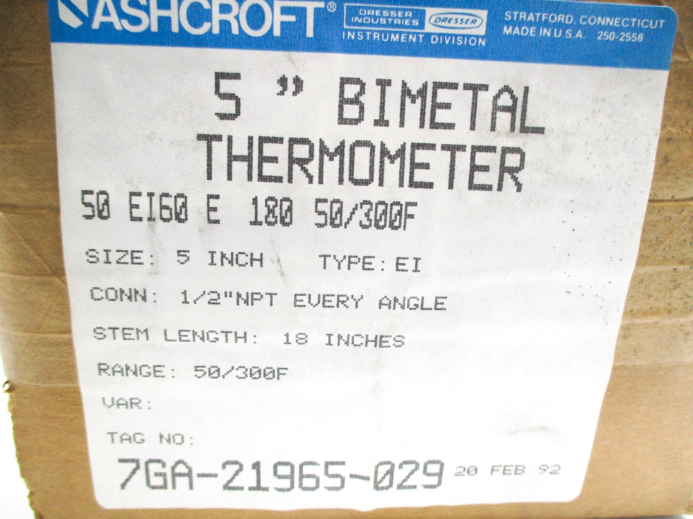 ASHCROFT 50EI60E18050/300F 50/300F NSFS