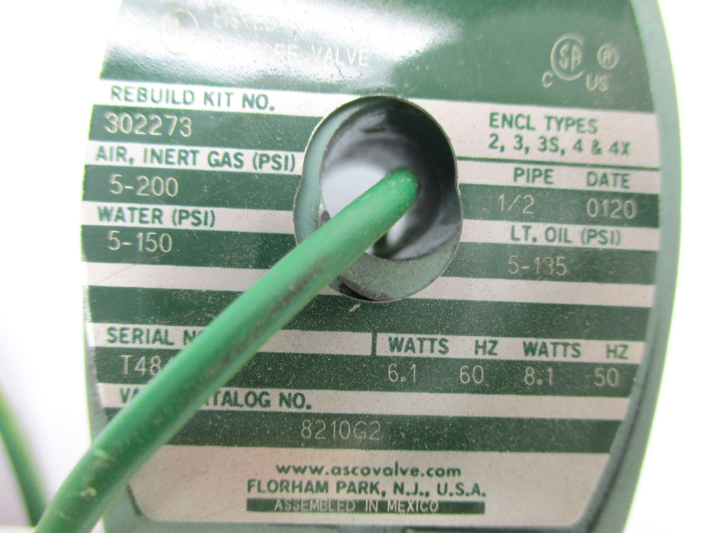 ASCO 8210G2 5-200PSI 110/120V UNMP